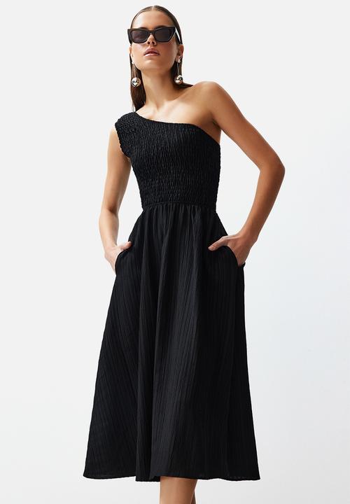 Trendyol - Midi woven dress - black