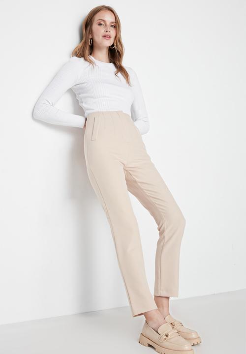 Trendyol - Bej high waisted trousers - beige