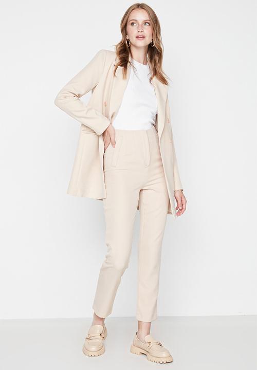 Trendyol - Bej high waisted trousers - beige