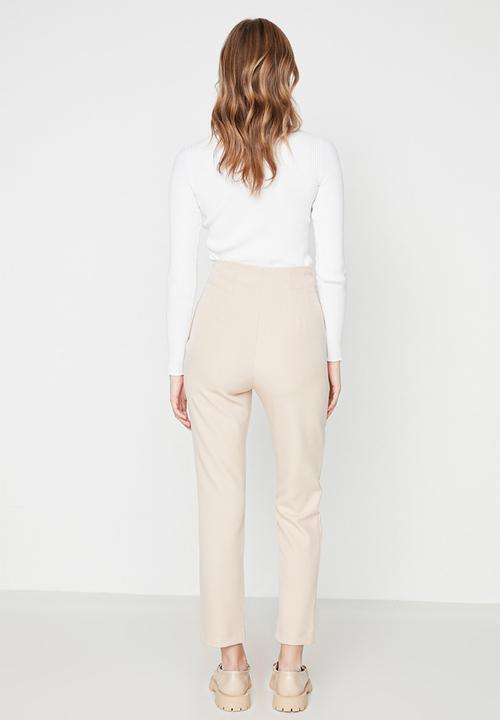 Trendyol - Bej high waisted trousers - beige