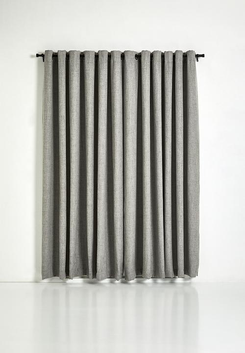 Sixth Floor - Textured Weave Lined Eyelet Curtain - Grey