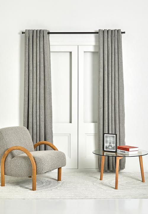 Sixth Floor - Textured Weave Lined Eyelet Curtain - Grey