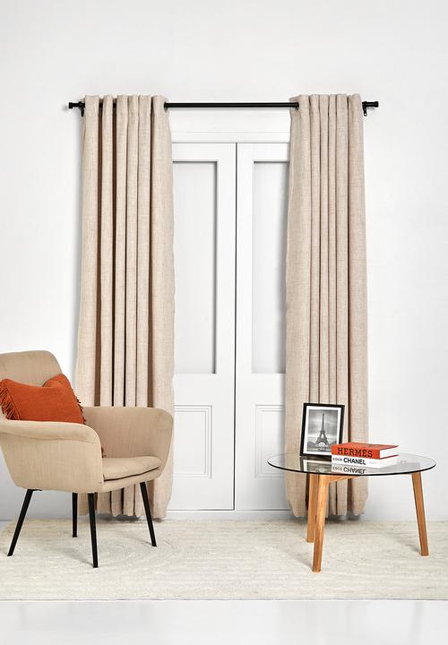 Sixth Floor - Textured Weave Lined Eyelet Curtain - Neutral