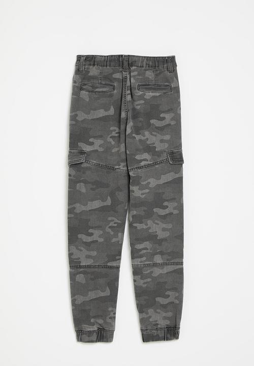 MINOTI - Boys grey camo basic comfy combat pant - grey/multi