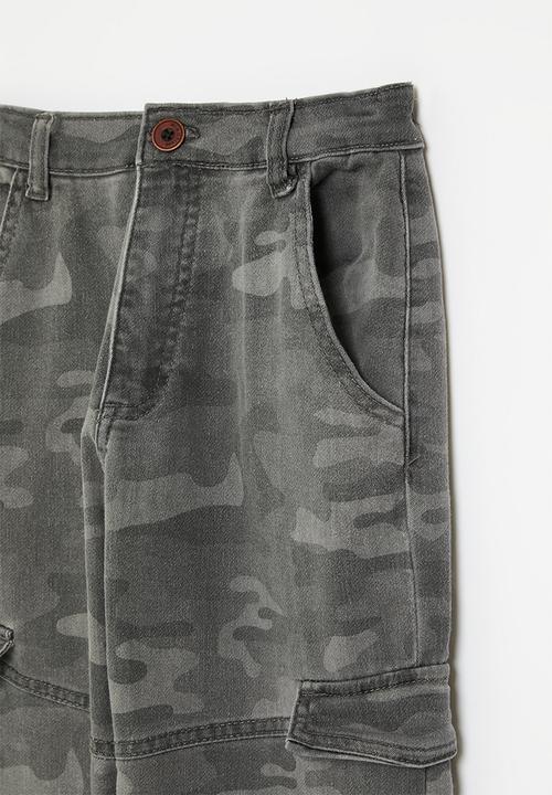 MINOTI - Boys grey camo basic comfy combat pant - grey/multi