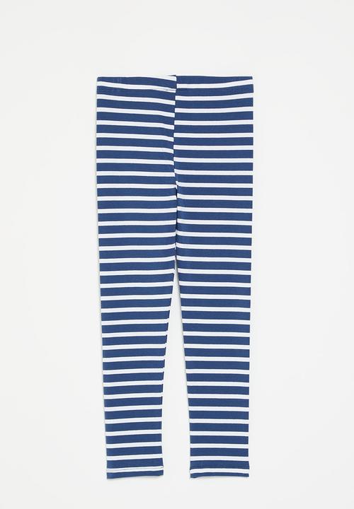 Pop Candy - Striped leggings - blue & white