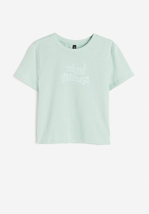 H&M - Printed T-shirt - light green mixed feelings