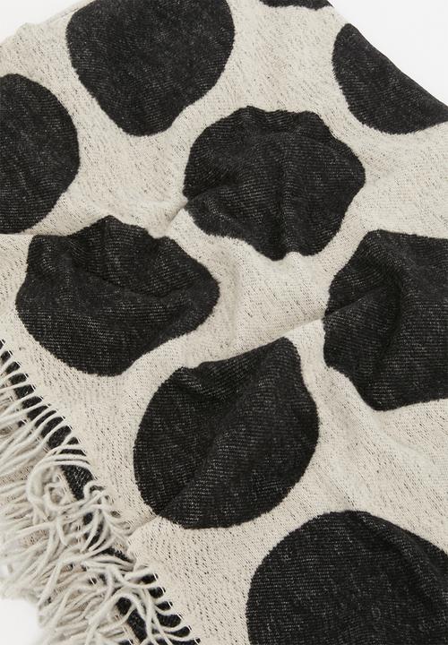 Sixth Floor - Spot Cotton Blend Large Throw - Black & Nat