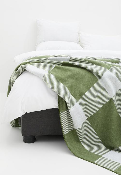 Sixth Floor - Check Bed Blanket Throw - Green