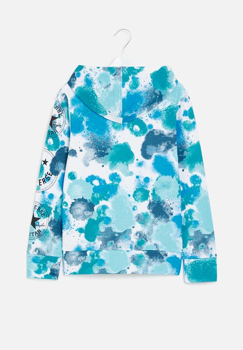 Converse - Cnvb splatter aop ft po hoodie - baltic blue