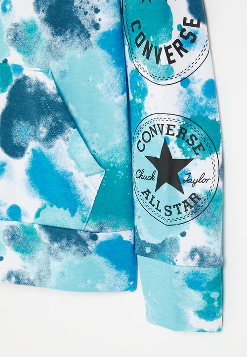 Converse - Cnvb splatter aop ft po hoodie - baltic blue