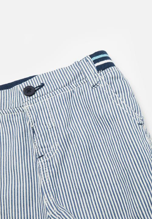 MINOTI - Striped denim short and t-shirt - navy