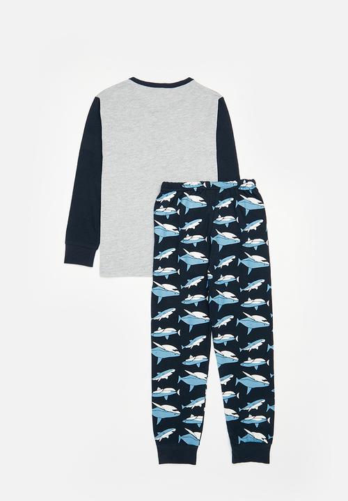 Pop Candy - Colour block pj set - blue & grey