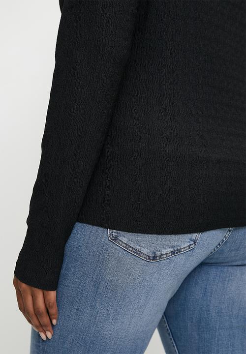 edit - Textured knit crew plus - black