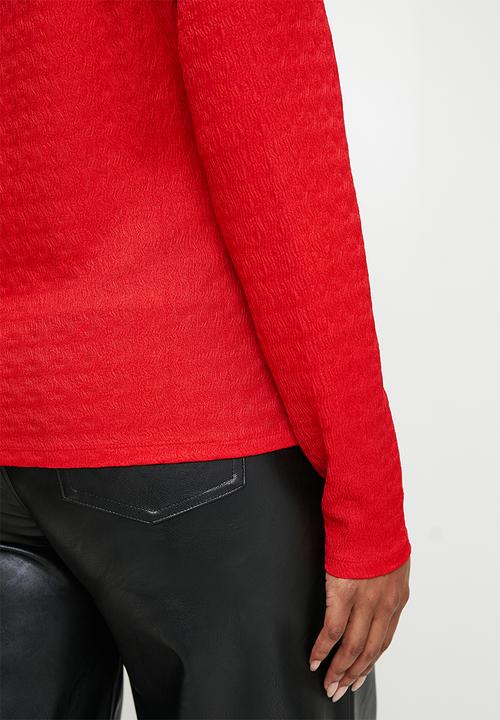 edit - Textured knit crew plus - red
