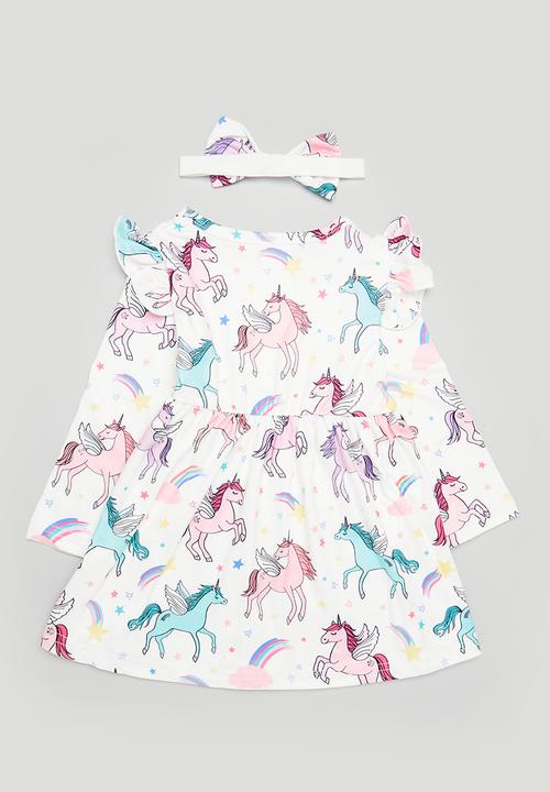 Pop Candy - Printed dress & headband set - white