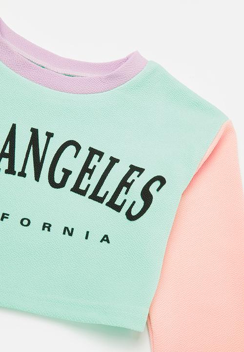 Pop Candy - Colour block cropped top and short set - multi