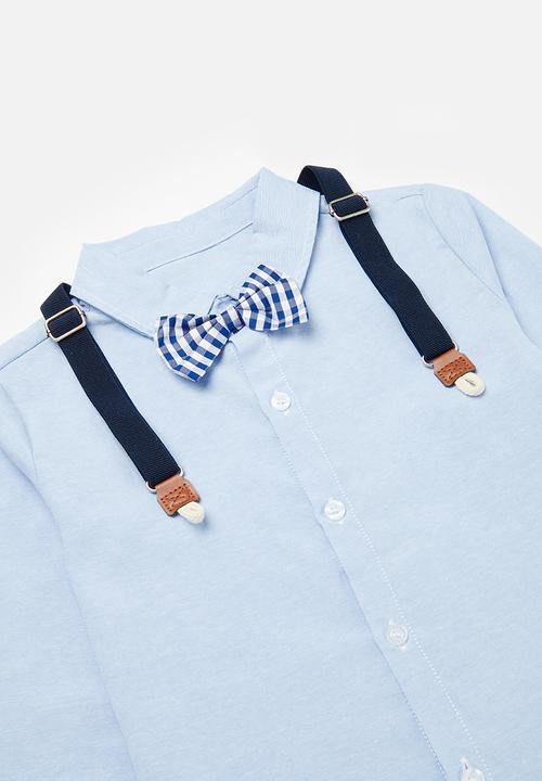 Pop Candy - Shirt, suspender & pants set - light blue & dark blue