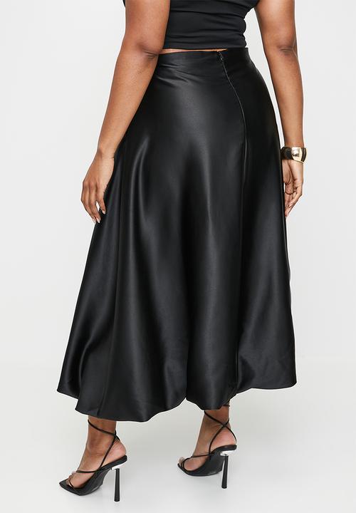 VELVET - Satin bubble skirt - black