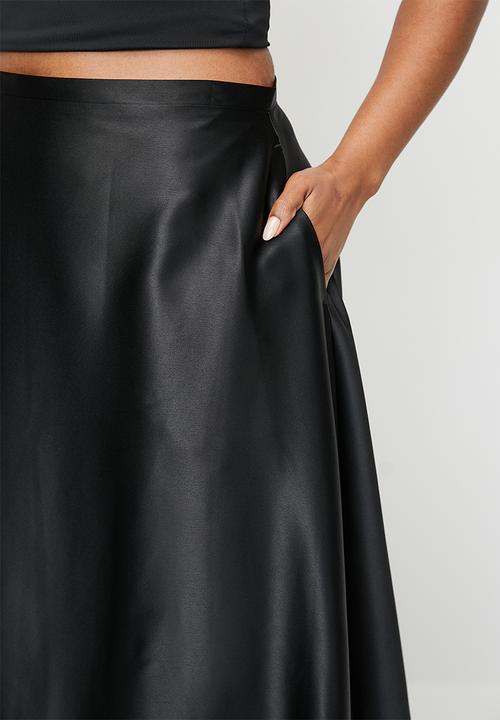 VELVET - Satin bubble skirt - black