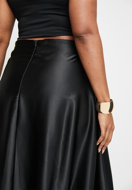 VELVET - Satin bubble skirt - black