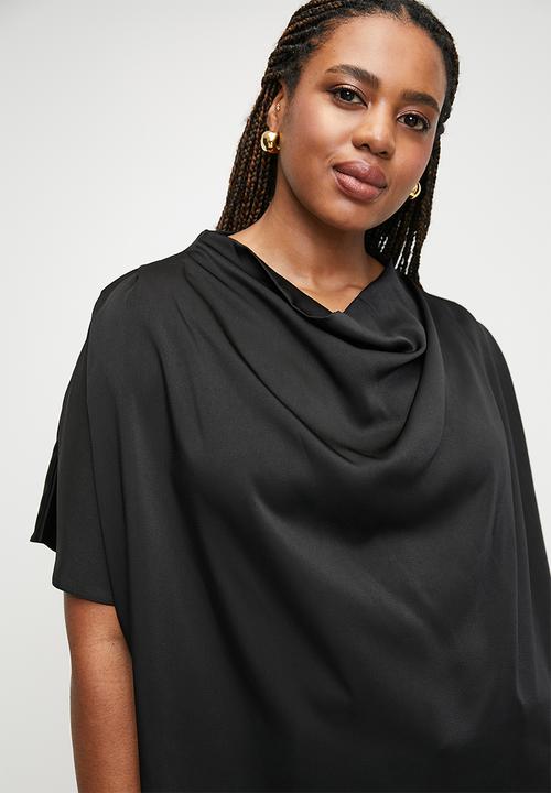 edit - Cowl neck grown on sleeve shell - black