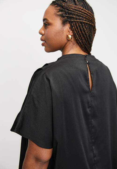 edit - Cowl neck grown on sleeve shell - black