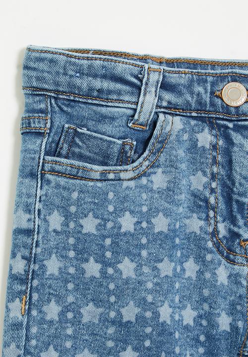 MINOTI - Embroidered denim short - light denim