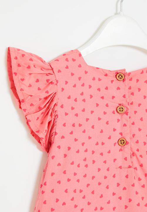 MINOTI - Aop blouse with frill sleeves - pink