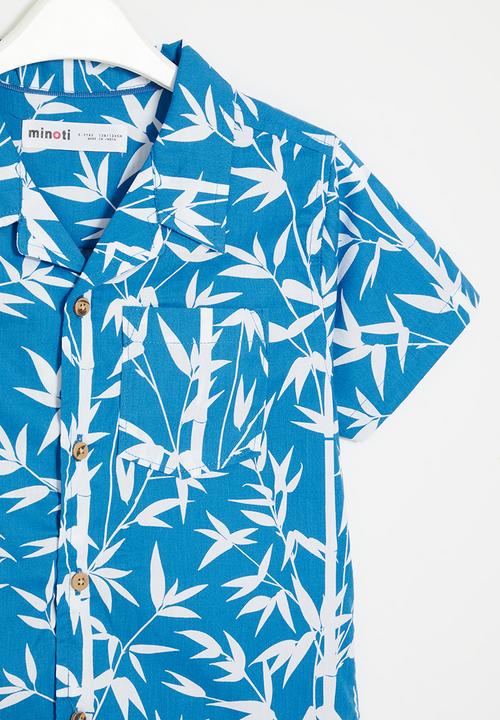 MINOTI - Printed poplin shirt - blue