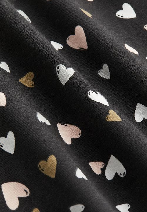 H&M - Printed jersey top - dark grey hearts