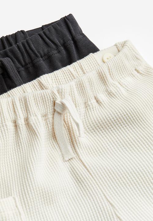 H&M - 2-Pack cotton joggers - Dark grey Natural white