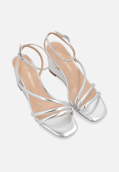 Nine West - June ankle strap wedge heel - silver