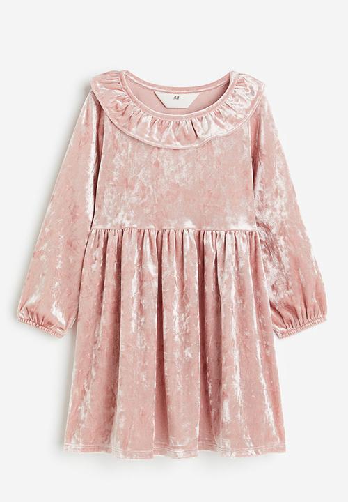 H&M - Collared velour dress - light pink 