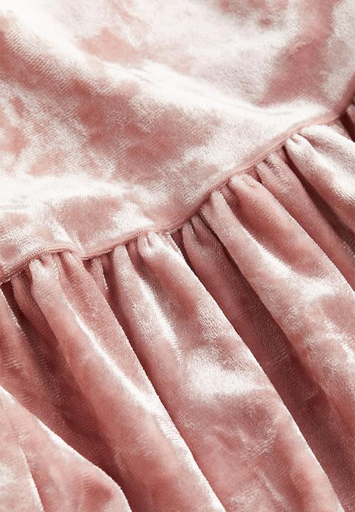 H&M - Collared velour dress - light pink 