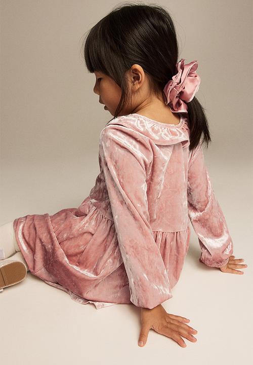 H&M - Collared velour dress - light pink 