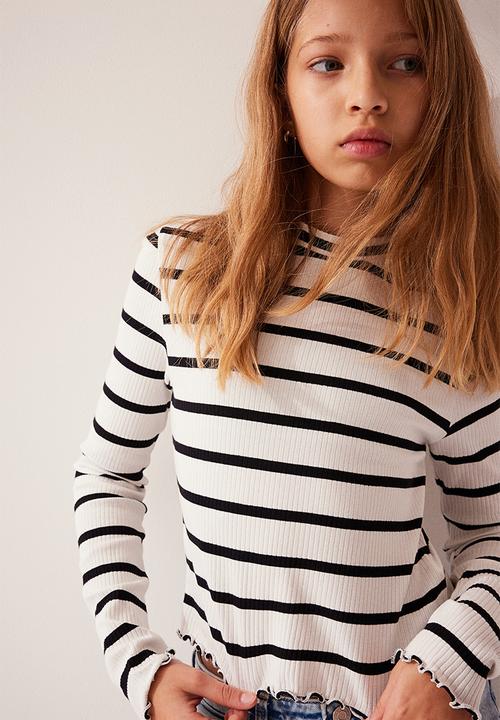 H&M - Long-sleeved jersey top - white & black 