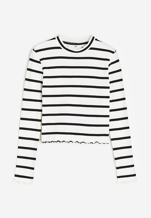 H&M - Long-sleeved jersey top - white & black 