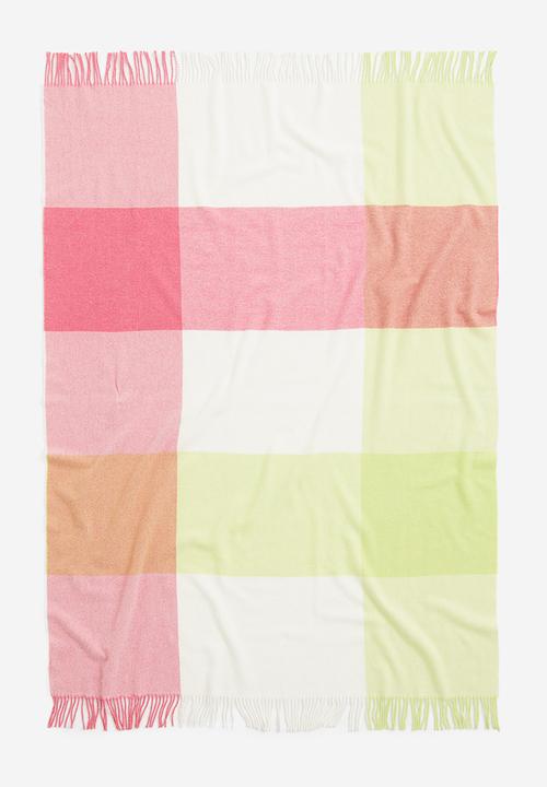 H&M - Wool-blend blanket - Lime green Checked