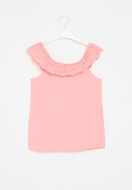 MINOTI - Mixed fabric top - coral