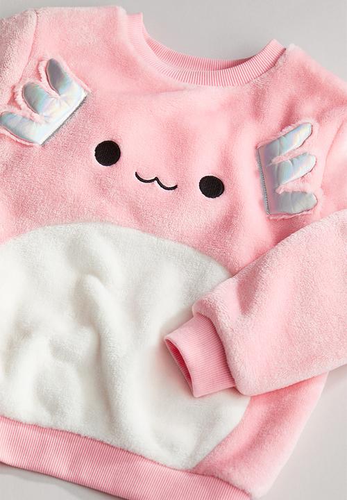 H&M - Appliquéd pile sweatshirt - pink 