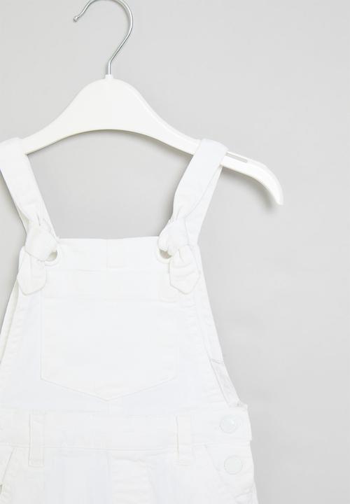 MINOTI - Denim dungaree with tie straps - white