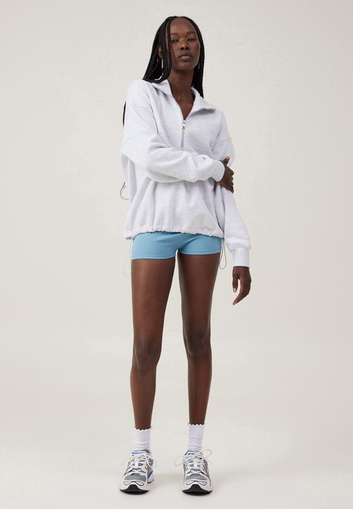 Cotton On - Plush Rib Half Zip Jumper - Cloudy Grey Marle