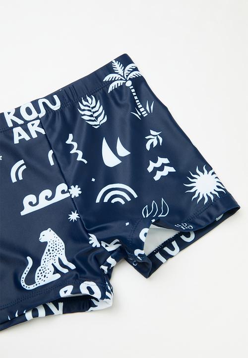 Cotton On - Flynn rash vest and billy boyleg trunk set - in the navy/roar
