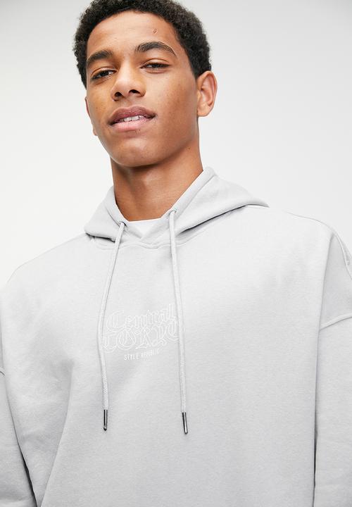 STYLE REPUBLIC - Oversize Fashion Print Pullover Hoodie - Grey