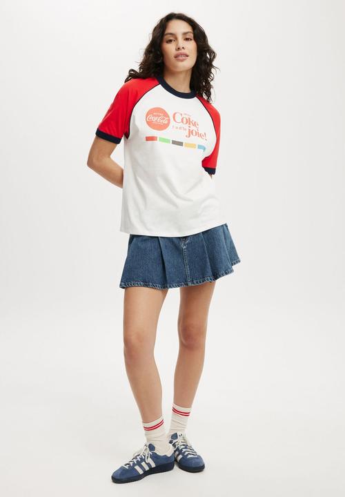Cotton On - Regular Raglan Graphic Tee - Lcn Cok Coca Cola Coke Joie/Vintage White