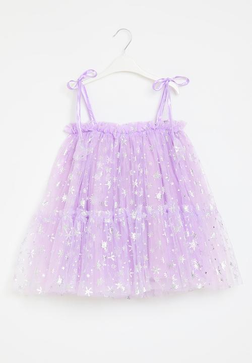 Pop Candy - Tie shoulder mesh dress - purple