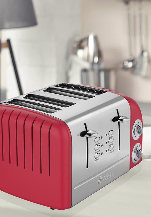 Swan - Retro 4 Slice Toaster - Red