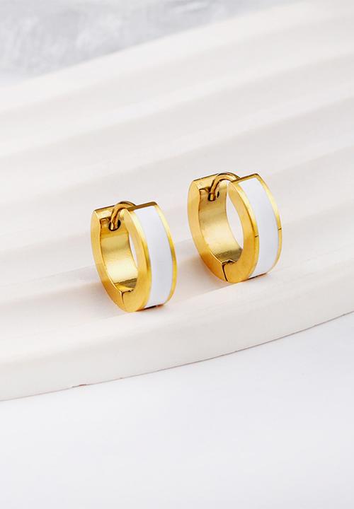 Zoe on Trend - Broad hoop earring - white