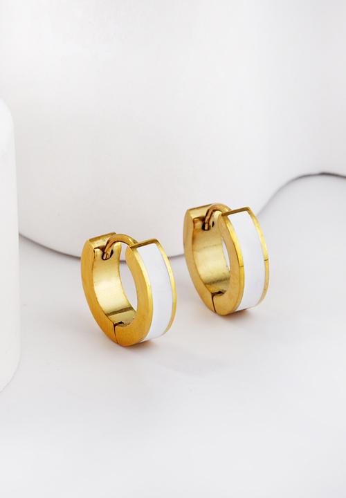Zoe on Trend - Broad hoop earring - white